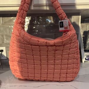 Source Unknown Coral Quilted Shoulder Bag